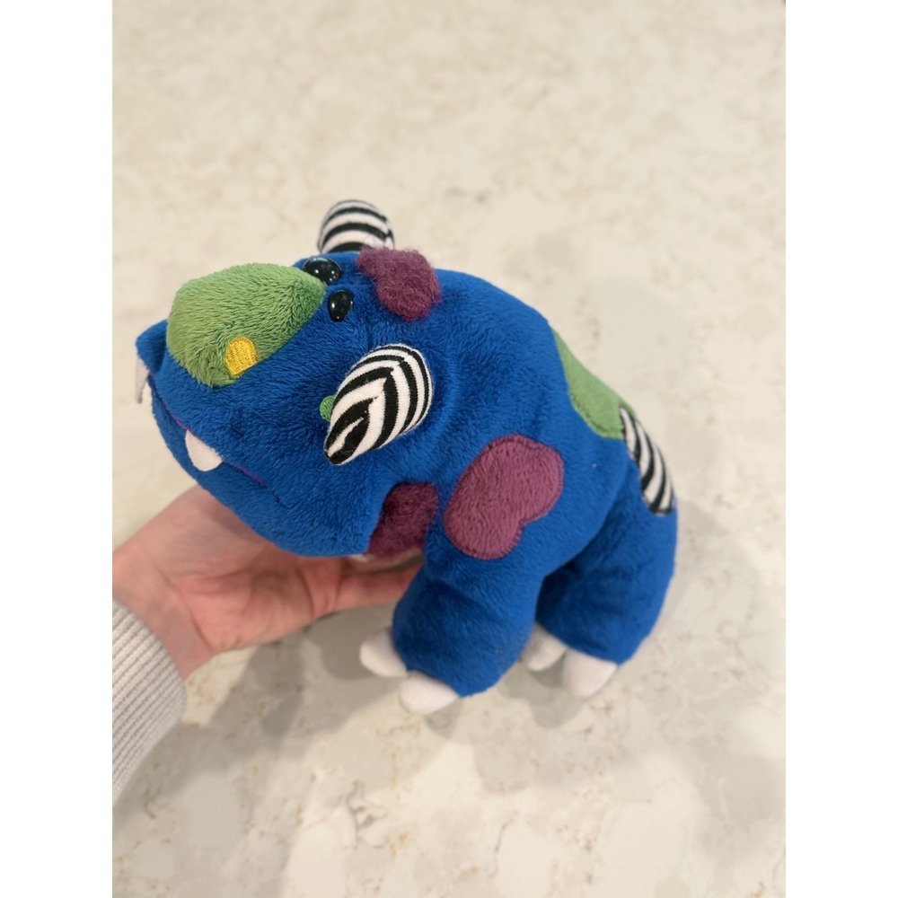 Ganz Webkinz Blue Monster Plush Retired Striped Horns Multi Color Toy HM404